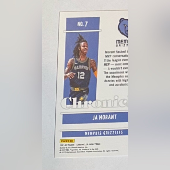 Trading card 2021/22 Panini- Chronicles Basketball # 7 Ja Morant ( Memphis ) . - Picture 8 of 9